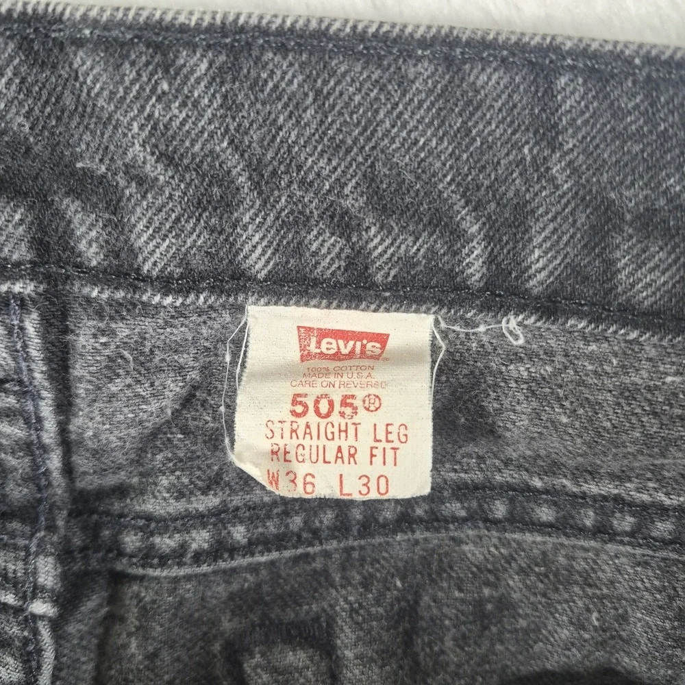Vintage Levi's 505 Jeans Men's 36x30 (34x30) Black Regular Fit Straight Leg 90s